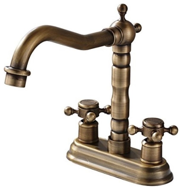 Rozin 4 Centre Hole Bathroom Sink Faucet 2 Knobs Basin Mixer Tap Antique