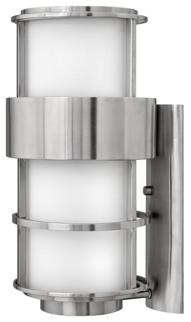 Saturn One Light Large Outdoor Wall Mount Stainless Steel Etched