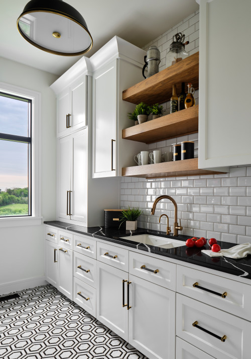 white subway tiles with black grout