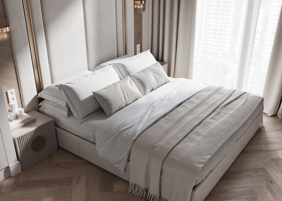 Интерьер светлой спальни 13м2