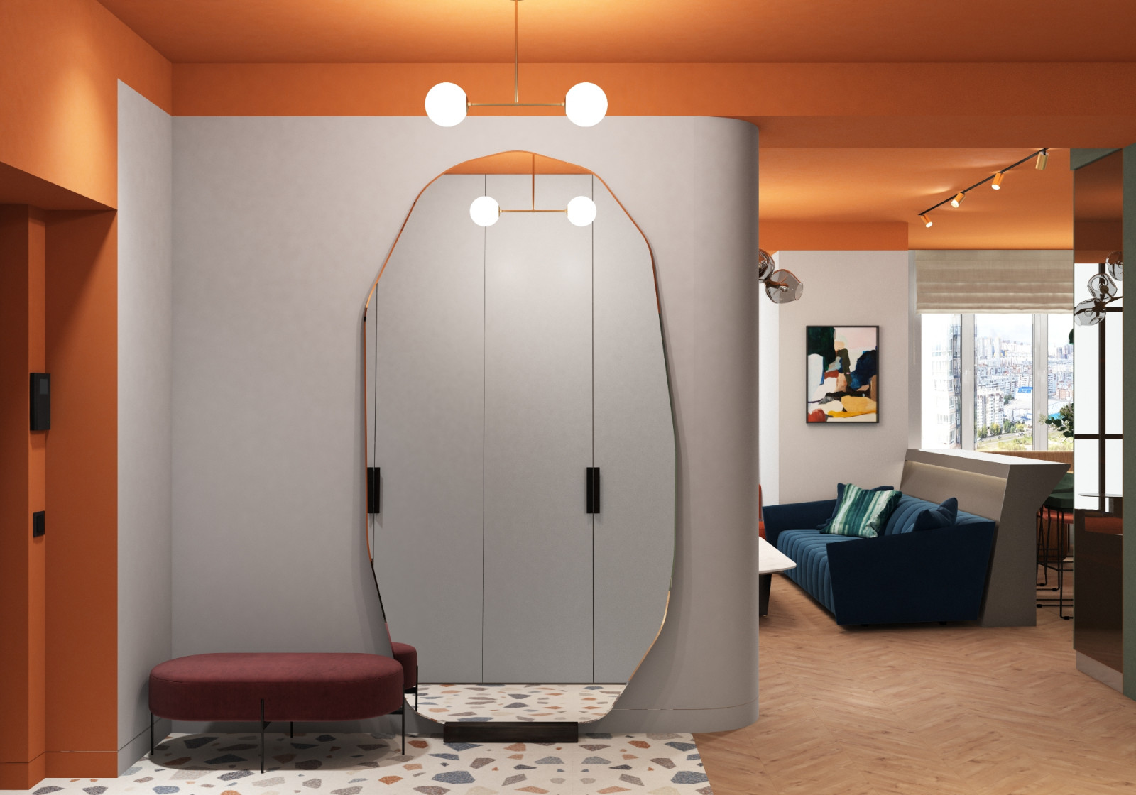 Яркий дизайн интерьера на взлётке