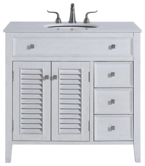 Elegant Decor Vf10436Wh Cape Cod Vanity Set, White Beach Style