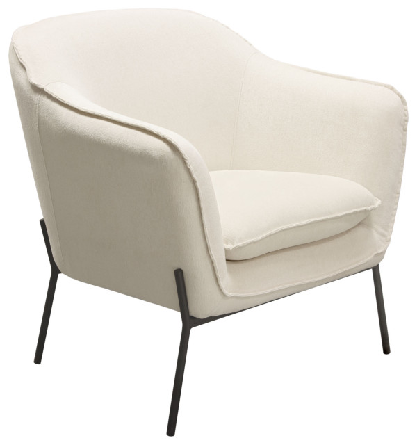 Status Accent Chair, Cream Fabric With Black Powder Coated Metal Leg