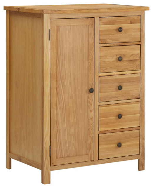 vidaXL Solid Oak Wood Wardrobe Wooden Bedroom Clothes Storage