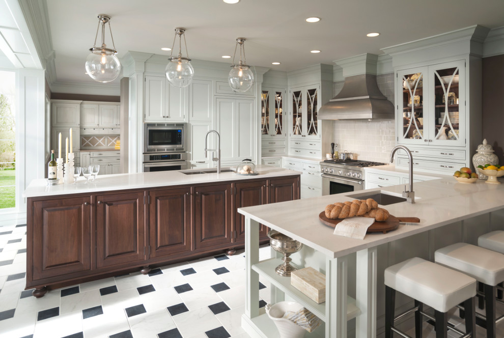 White & Walnut Kitchen - Traditional - Kitchen - Houston - by Cabinets & Designs