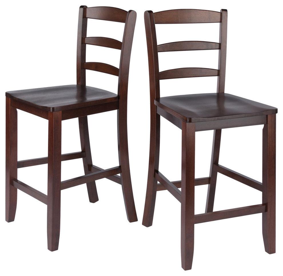 Benjamin 2Piece Ladderback Counter Stool Set, Walnut Transitional