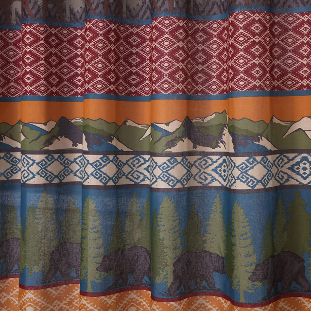 Greenland Black Bear Lodge Shower Curtain Bath Rustic Shower