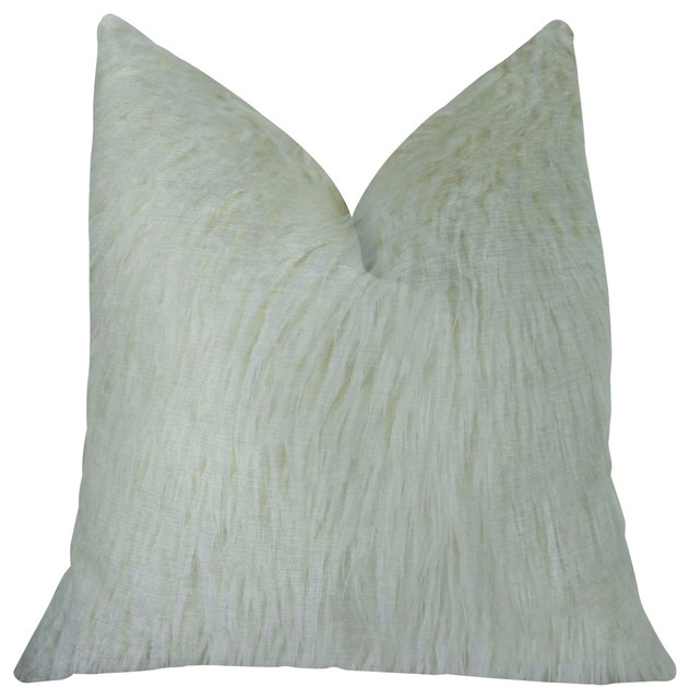 Fuzzy Mongolian Fur White Handmade Pillow Contemporary
