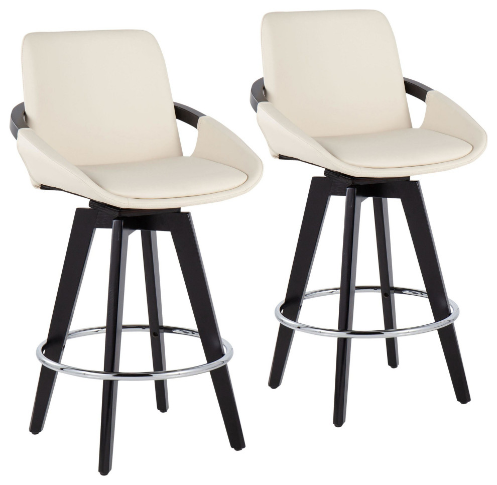 Cosmo Swivel FixedHeight Counter Stool, Set of 2 Midcentury Bar Stools And Counter Stools