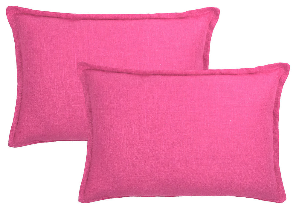 Frisco Linen Reversible Boudoir Pillow, Set Of 2, Pink