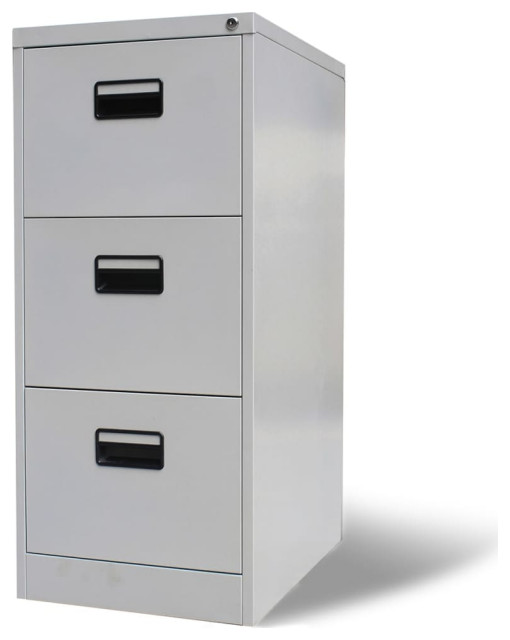 Vidaxl File Cabinet With 3 Drawer Steel 40 4 Gray Storage Organizer Container Modern Filing Cabinets By Vida Xl International B V