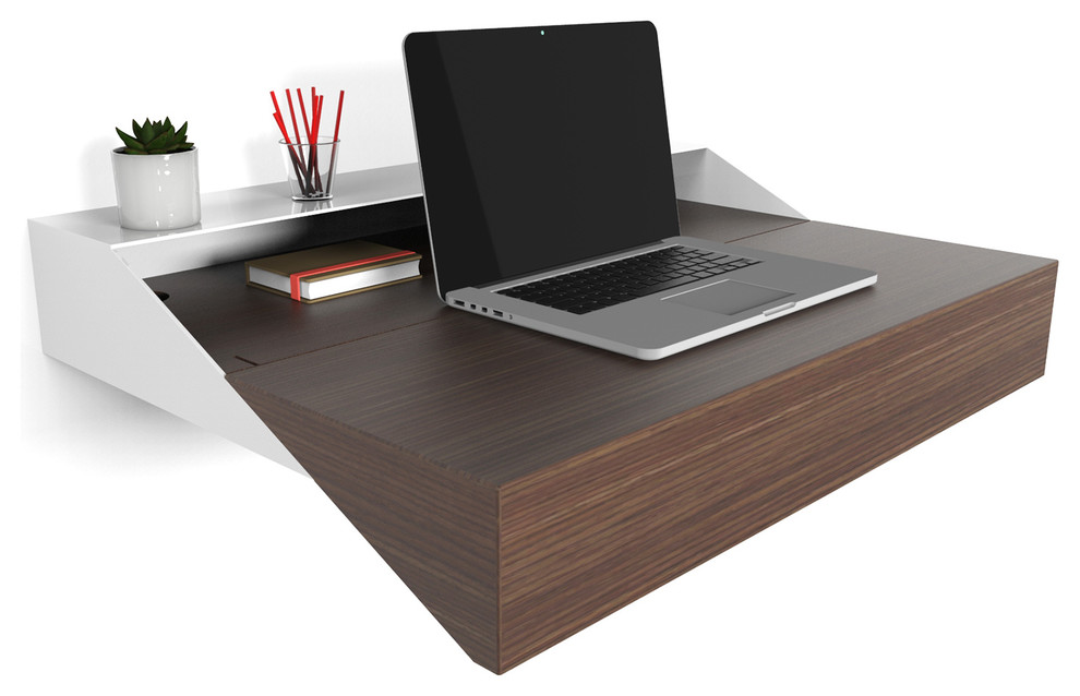 Hideaway Wall Desk Gray , Oak , Walnut Expandable Worktop