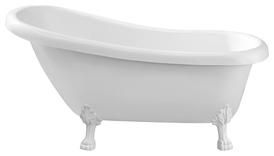 61" Streamline NPT9480WHWH Soaking Clawfoot Tub With Internal Drain