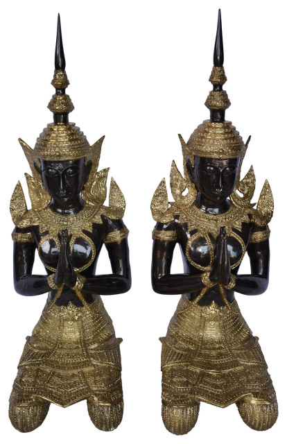 Thepphanom Made of Bronze With gold finish statue Size: 9" x 10" x 29"H