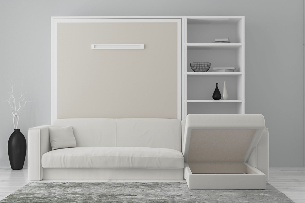 JOLYArmoire Lit Escamotable Verticale Avec Canapé D'angle Méridienne