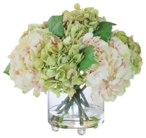 Hydrangea In Glass Vase Flower Arrangement