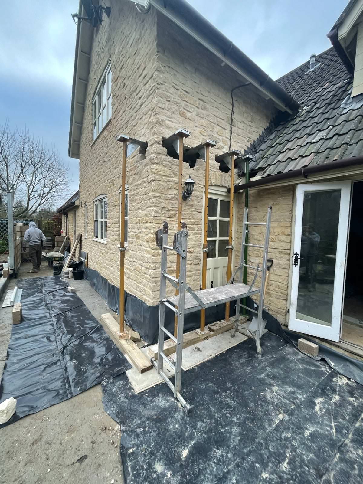 Luckington, Cotswold stone extension and porch