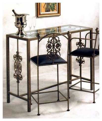 Glass top bistro table wrought iron Glass top bistro table wrought iron
