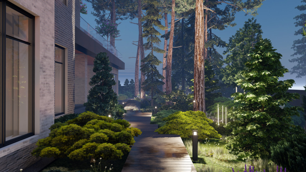 Участок ночью (КП Репино Парк)