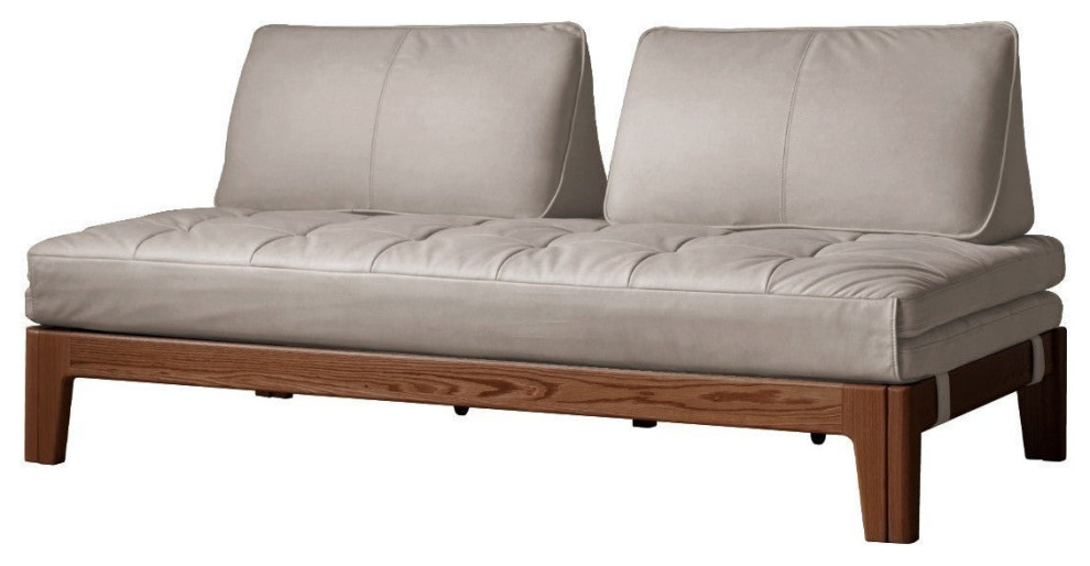 Oak solid wood Sleeper sofa, Walnut Color 74x39.8 Inch - 78x34.3 Inch London Grey