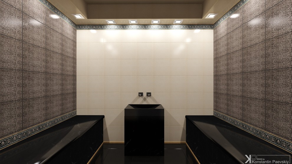 Интерьер таунхауса в современном стиле (монохром)