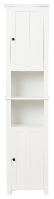LuxenHome White MDF Wood 67-Inch Tall Tower Bathroom Linen Cabinet ...