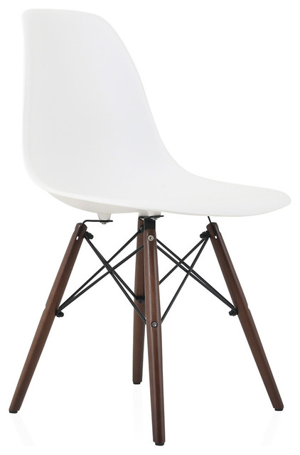 White DSW Dining Shell Chairs, Dark Walnut Wood Eiffel Legs - Midcentury - Dining  Chairs - by eModern Decor | Houzz