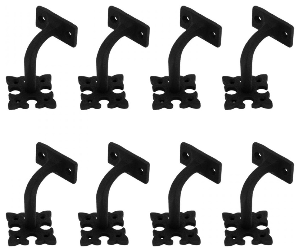 Stair Hand Rail Bracket Black Cast Pack of 8 Transitional