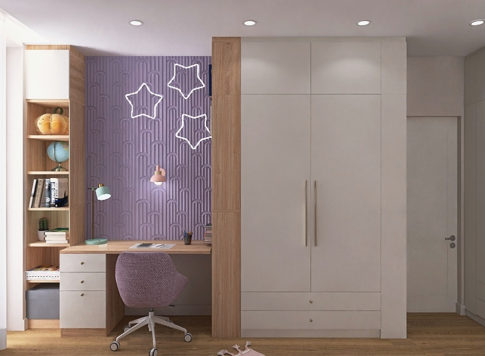 Трапецевидная детская для 2 девочек в розово-сиреневом