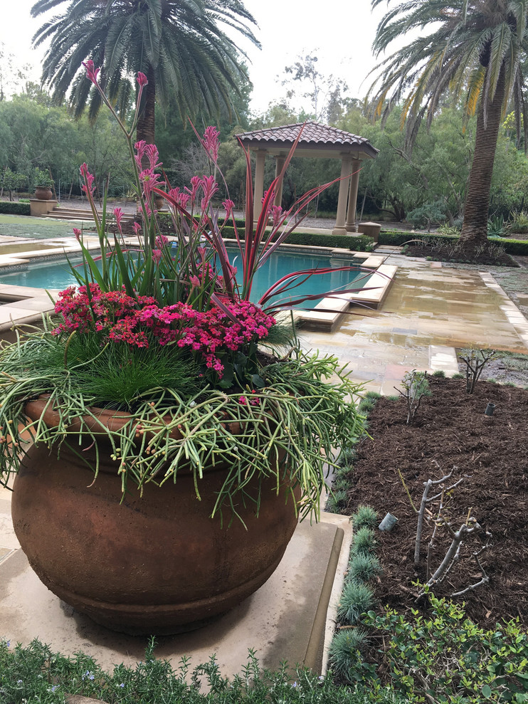 Design ideas for a mid-sized traditional backyard mulch landscaping in Other.