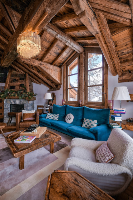 Chalet Val modern-vardagsrum