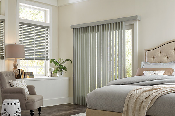 Gray Vertical Vinyl Blinds Graber Bedroom Ideas Modern