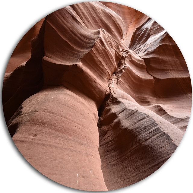 Dark Upper Antelope Canyon, Landscape Photo Round Metal Wall Art