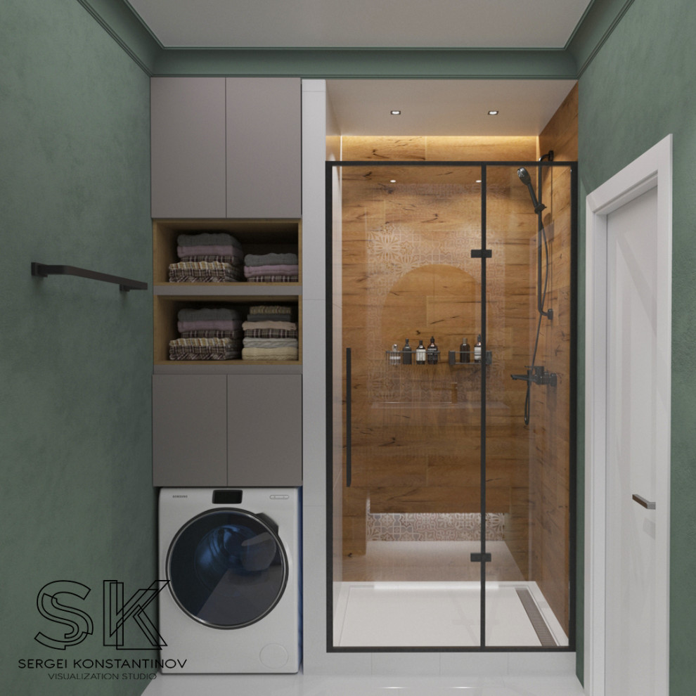 Ванная в зеленых тонах