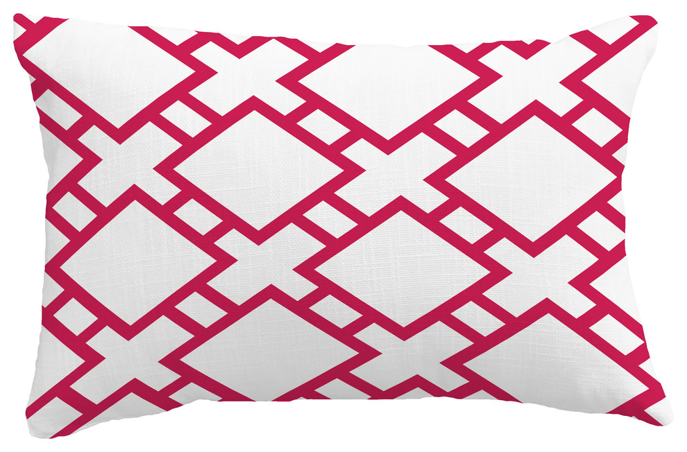 Square in St. Louis Geometric Print Pillow, Pink/Fuchsia, 14"x20"