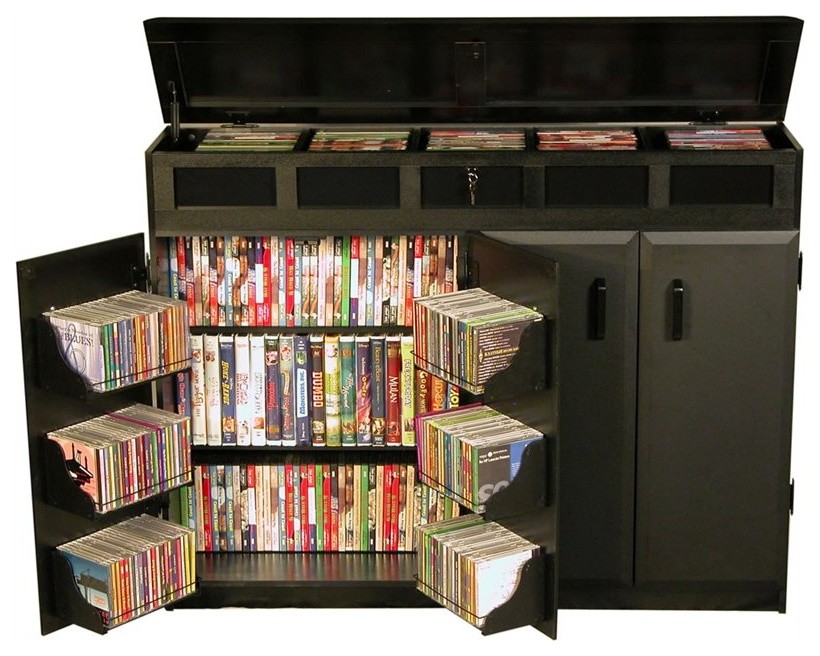 Venture Horizon Top Load CD DVD Media Storage Cabinet-Black