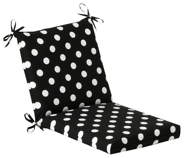 Polka Dot Squared Corners Chair Cushion, Black
