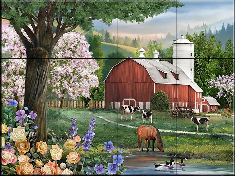 Ceramic Tile Mural, Spring Morning, HP, by Henry Peterson