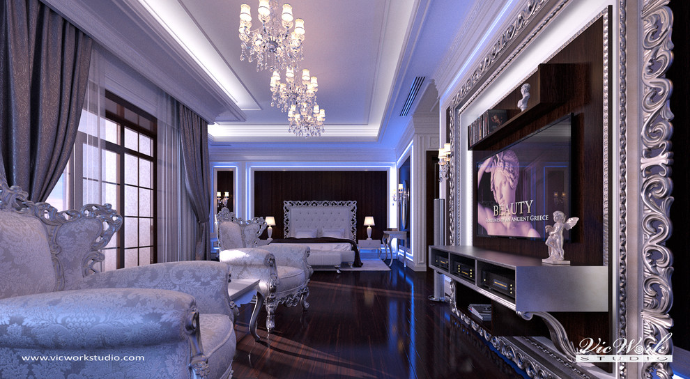 Luxury neoclassical bedroom interior. Bedroom in the H Residence