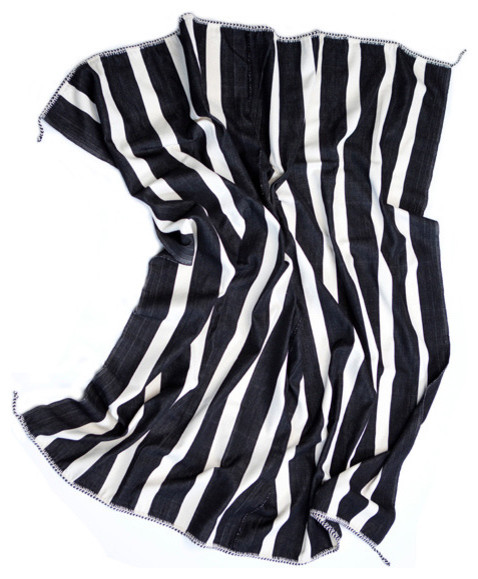 Kuba Stripe Blanket, Black/White