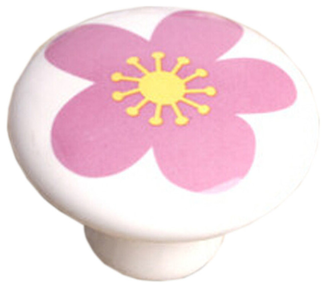 PINK FLOWER OWL HOME DECOR CERAMIC KITCHEN KNOB DRAWER CABINET PULL