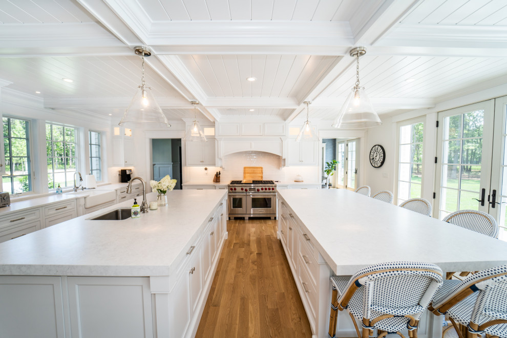 This is an example of a large nautical kitchen in Boston.