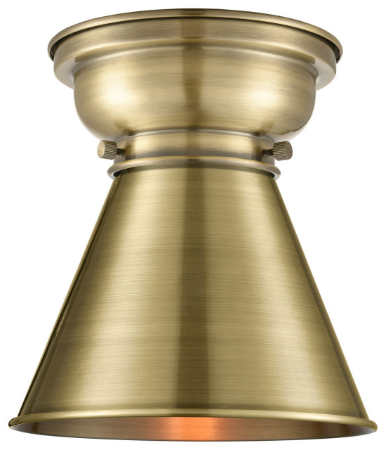 Aditi Appalachian 1 Light Flush Mount in Antique Brass Transitional Flushmount Ceiling