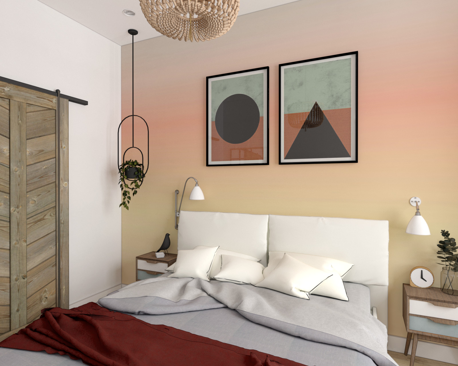 Интерьер с красными акцентами