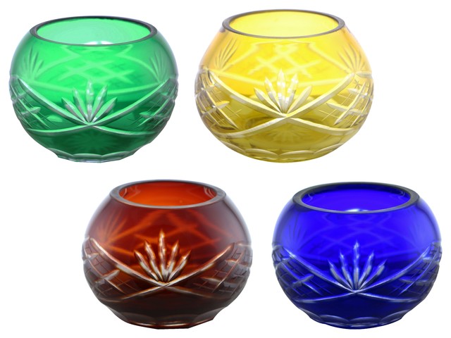 Candle Votive Vase Holder Crystal Mix Multi Color 4 piece Gift Set