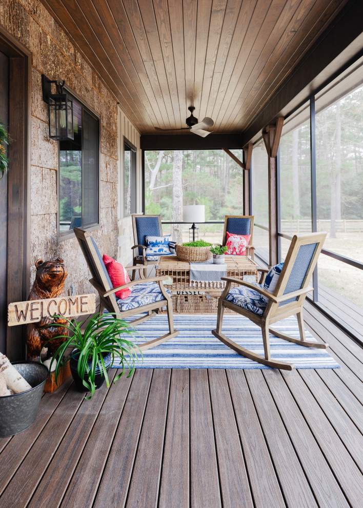 Design ideas for a rustic veranda in Houston.