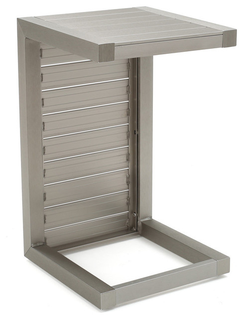 Gdf Studio Crested Bay Silver Aluminum C Shaped End Table Gdf Studio Crested Bay Silver Aluminum C Shaped End Table