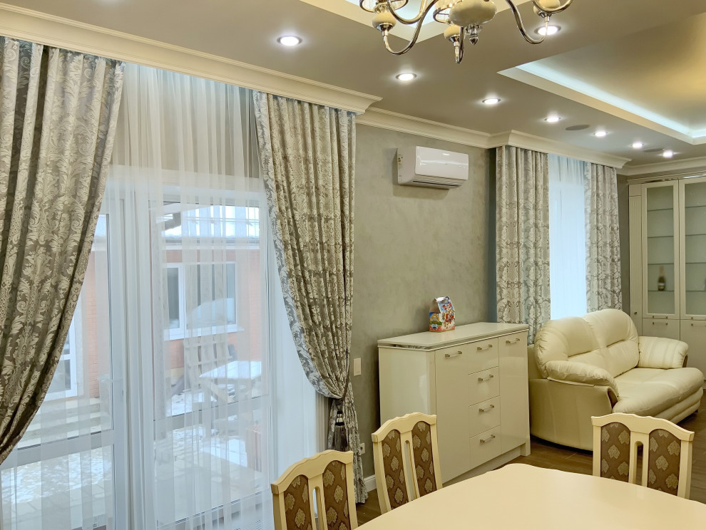 Шторы в гостиную частного дома  - дизайн, пошив. монтаж.