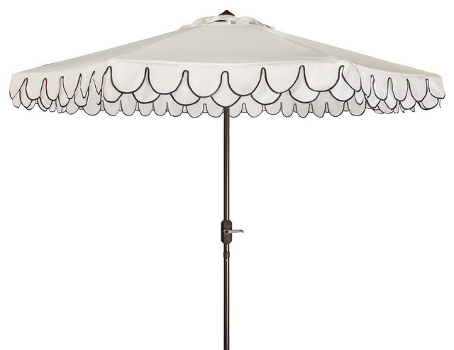 Safavieh UV Resistant Elegant Valance 9' Umbrella, White/Black