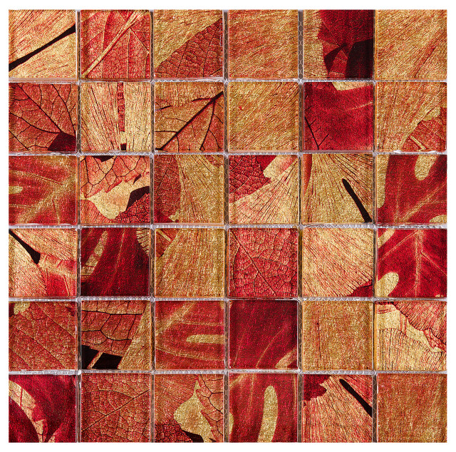11.75"x11.75" Seasons Mosaic Tile Sheet, Autumn Contemporary Mosaic Tile by Tile
